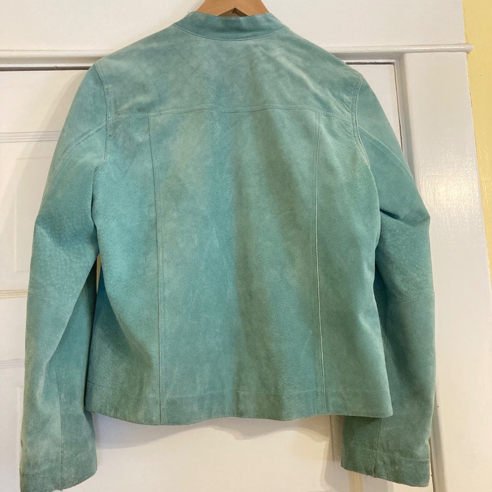Sigrid Olsen So Blue Women's Blue Suede Lightweight Zip Up Jacket Size M - Picture 3 of 17